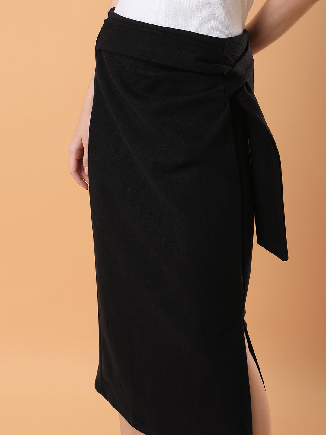 Women's Black Straight Midi Skirts
