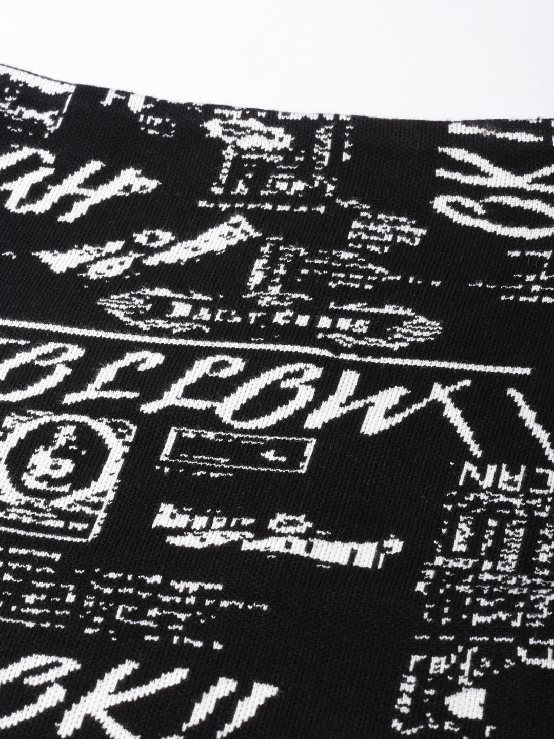 Women's Black Typography Printed Pencil Mini Skirt