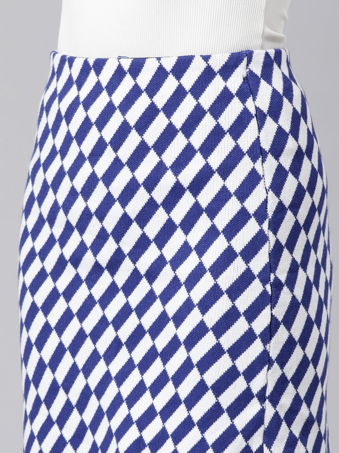 Women's Blue Printed Pencil Mini Skirt