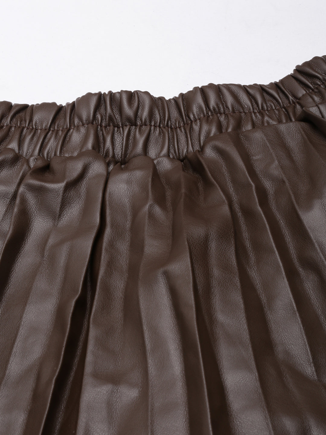 Women's Brown Flared Pleated Mini Skirt