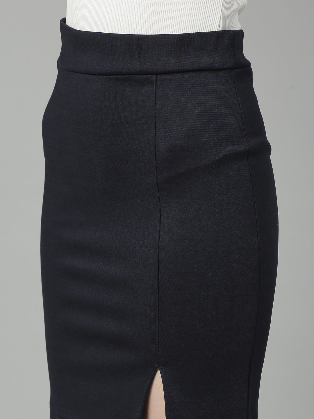Women's Navy Blue Pencil Above Knee Skirt