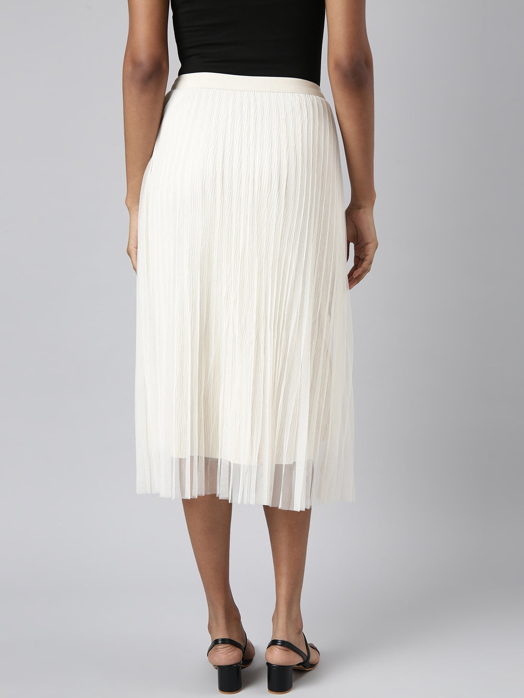Women's Cream Midi Flared Skirt