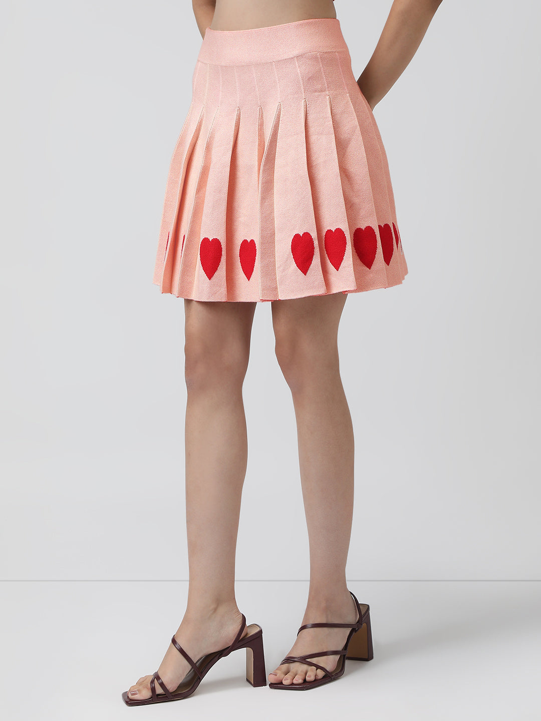 Women's Graphic Pink Flared Mini Skirt