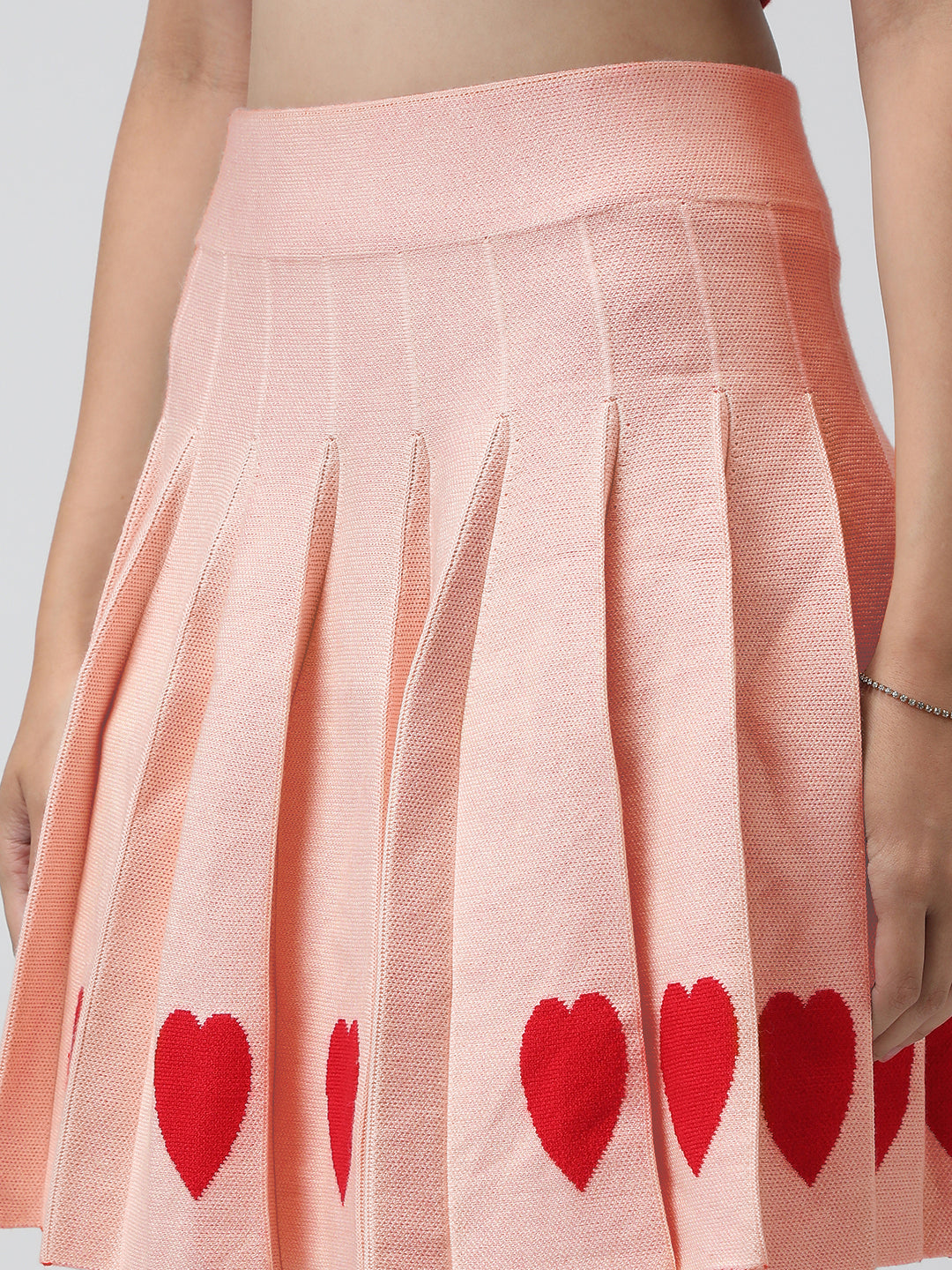 Women's Graphic Pink Flared Mini Skirt