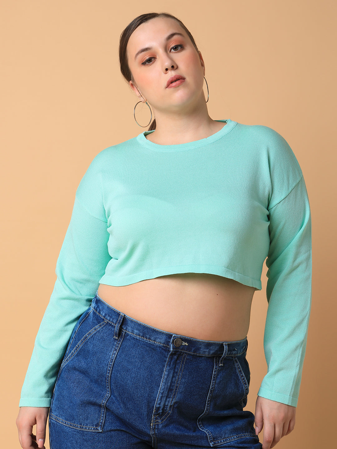 Women's Sea Green Crop Top