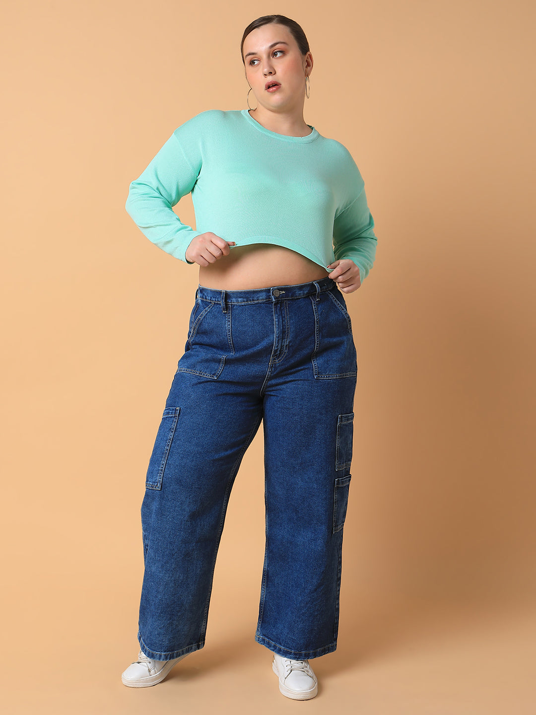 Women's Sea Green Crop Top