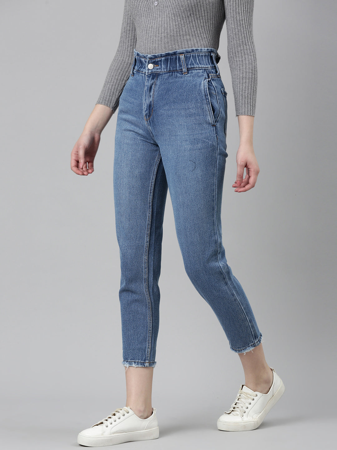 Women's Blue Acid Wash High-Rise Denim Jeans