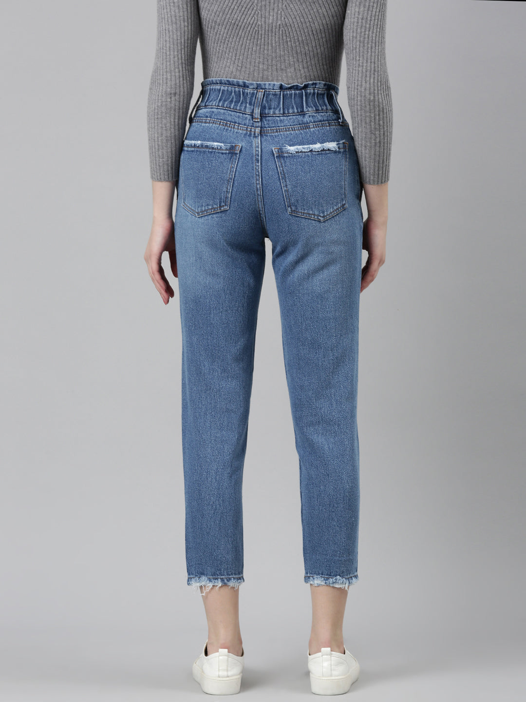 Women's Blue Acid Wash High-Rise Denim Jeans