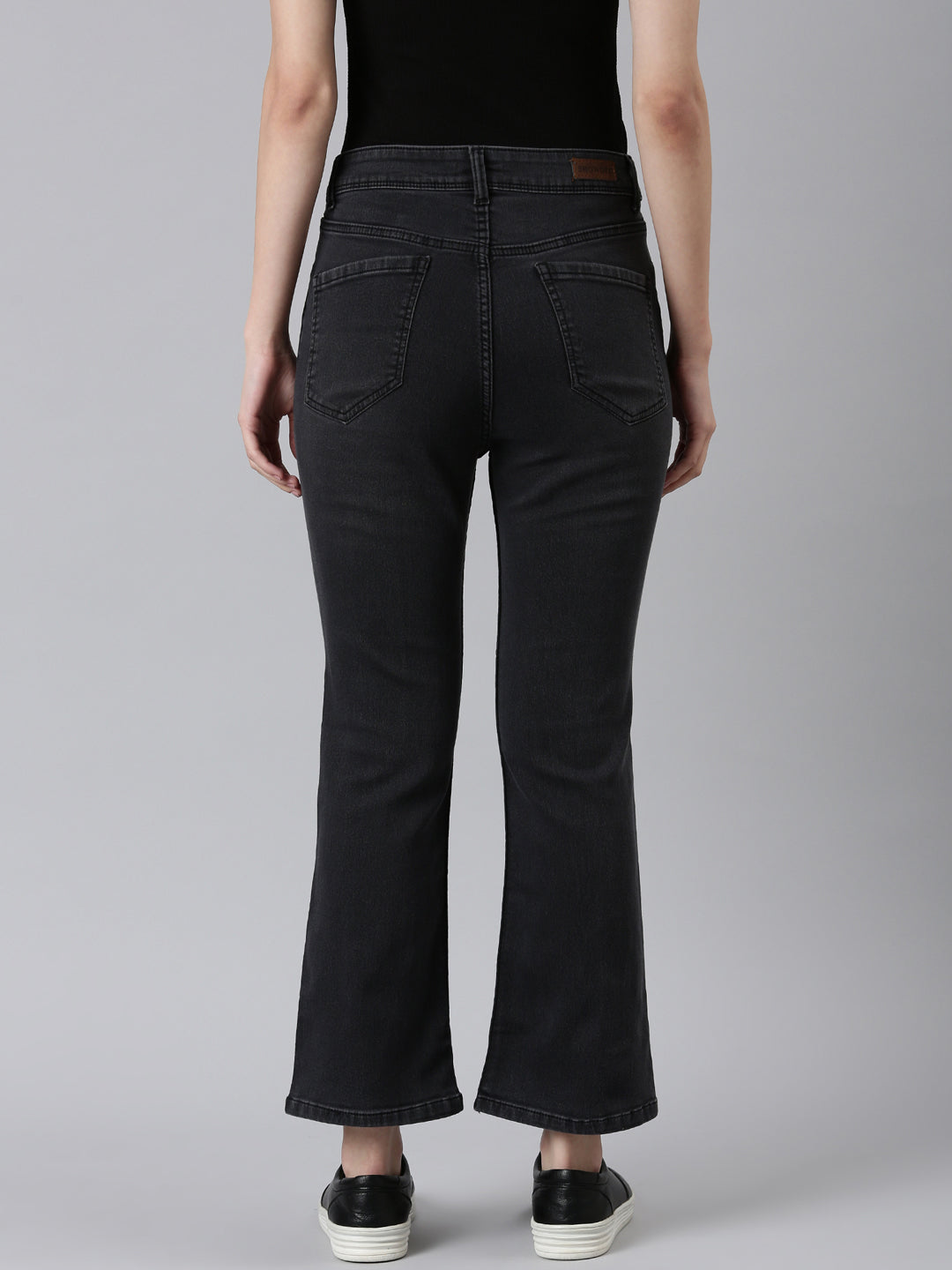 Women's Grey Wide Leg Acid Wash Denim Jeans