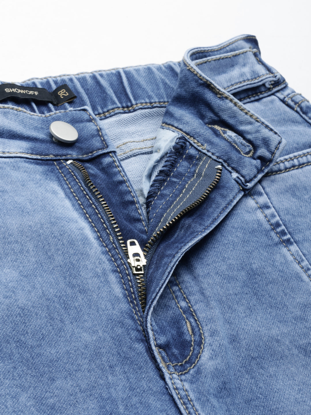Women's Blue Mid Rise Slim Fit Cuffed Hem Denim Jeans