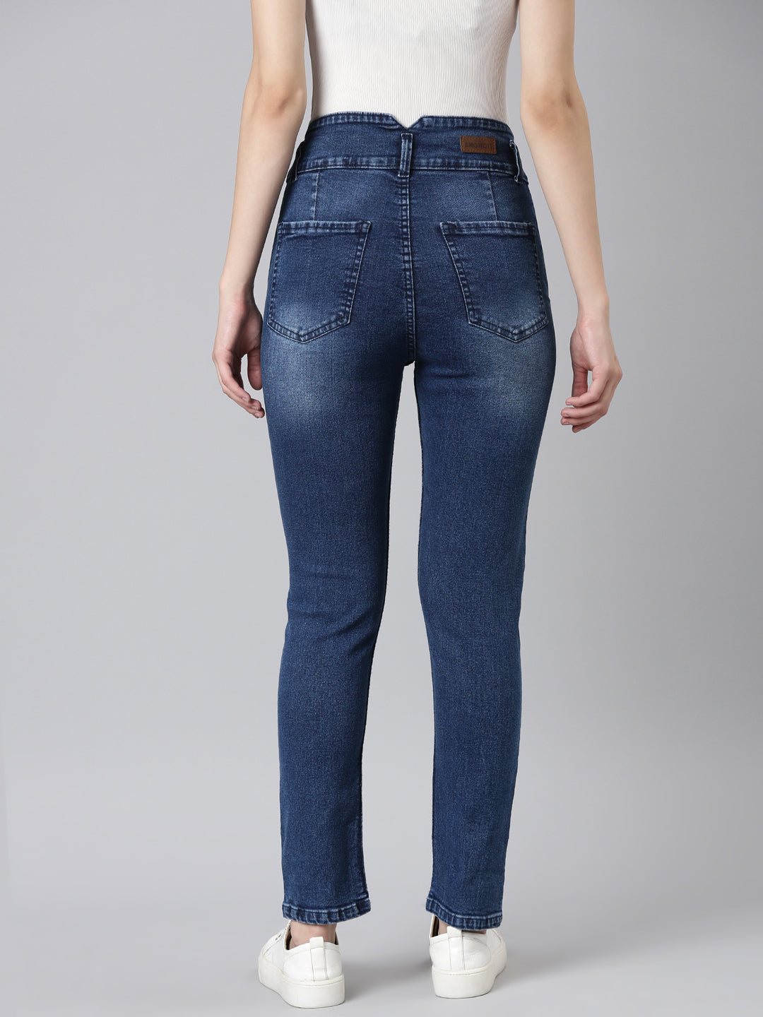 Women's Blue Slim Fit High Rise Light Fade Acid Wash Denim Jeans