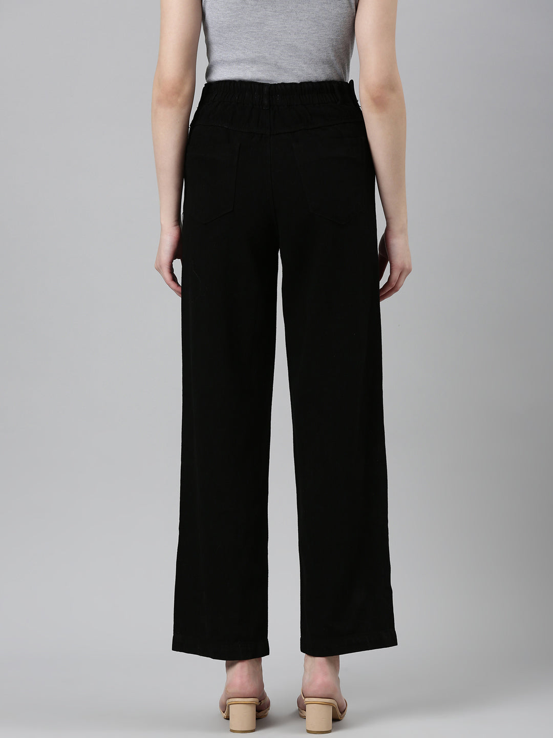 Women's Black High-Rise Cotton Wide Leg Denim Jeans