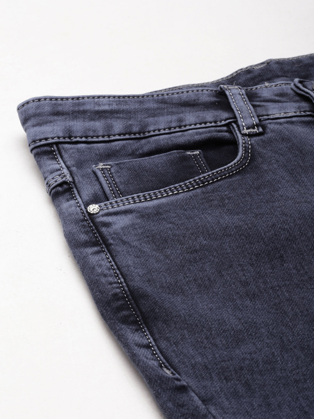 Women's Navy Blue Mid Rise Flared Clean Look Denim Jeans