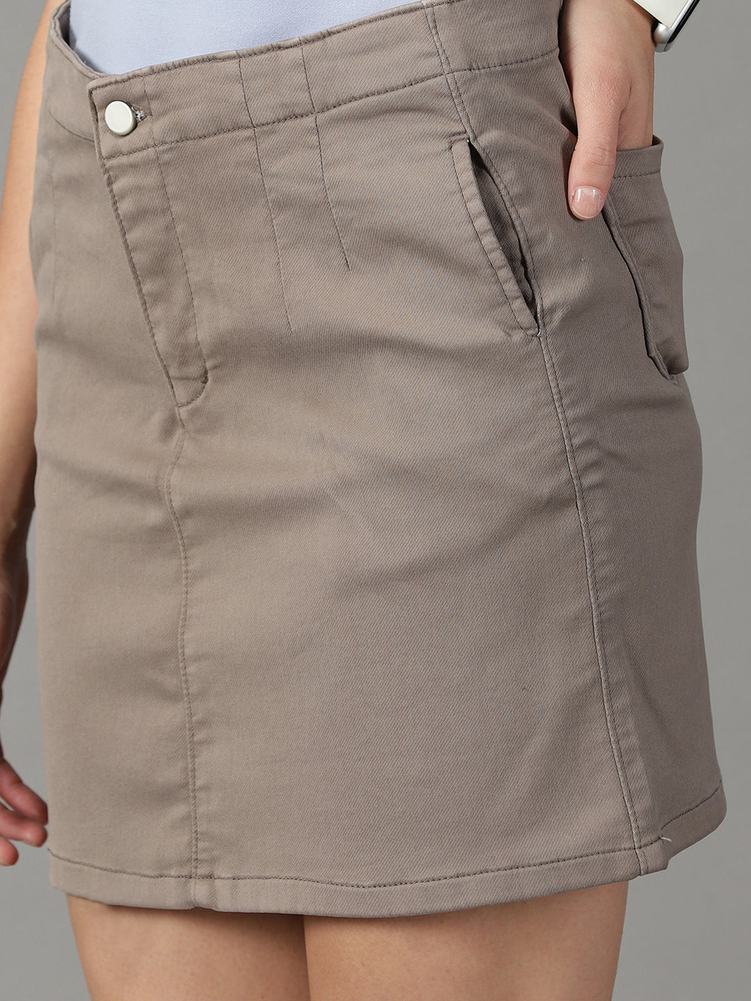 Women's Grey Denim A-Line Mini Skirt