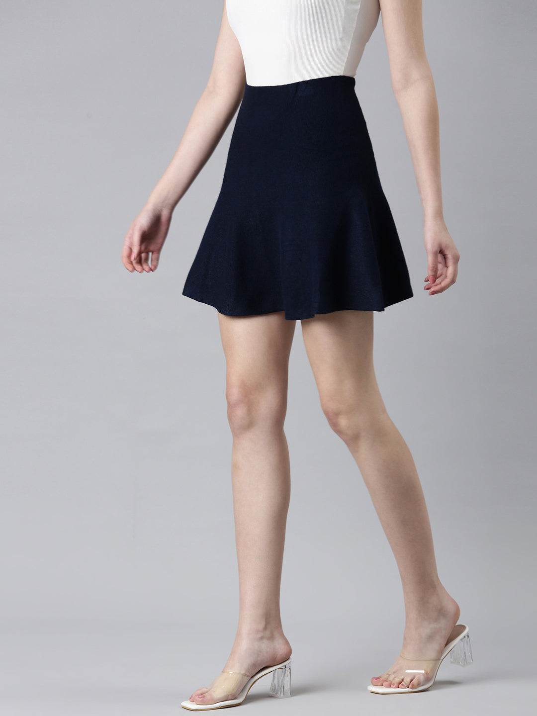 Women's Navy Blue Flared Pencil Skirt