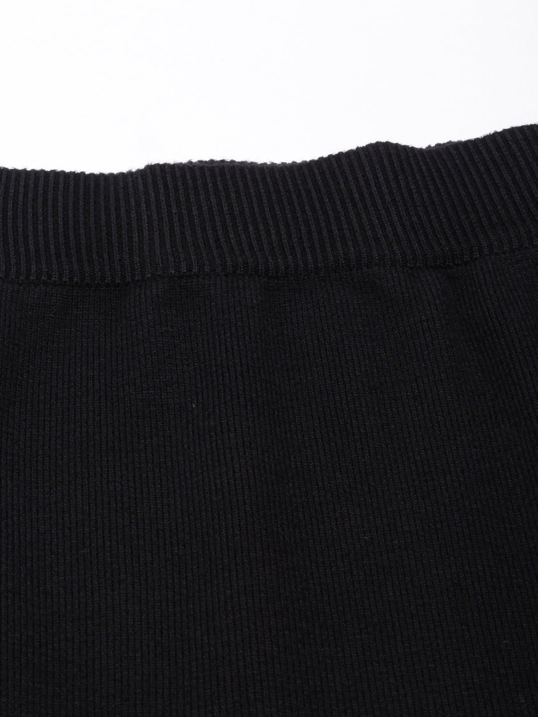 Women's Black Straight Monochrome Knitted Midi Skirts