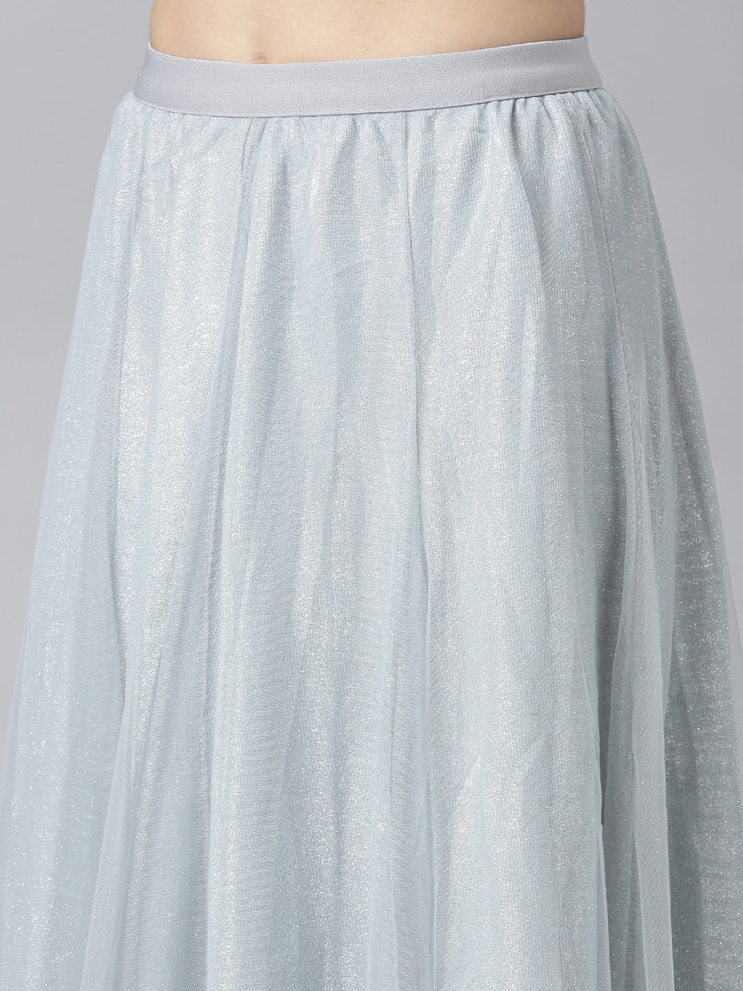 Women's Grey Embellished Flared Midi Skirts