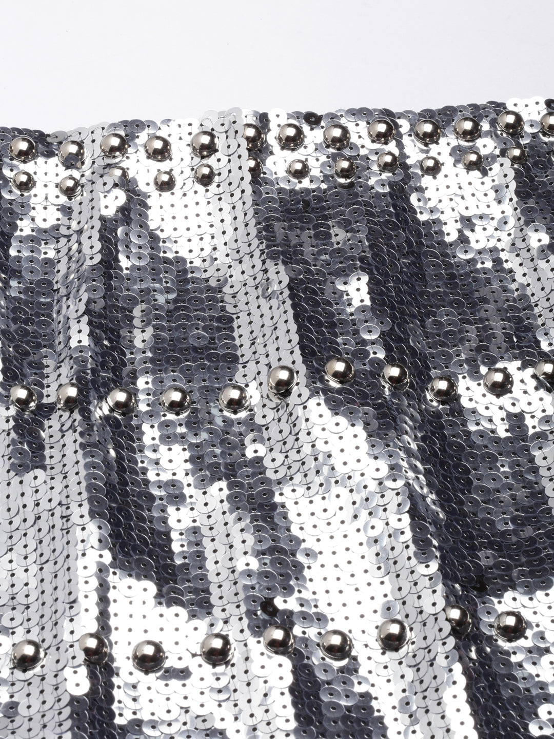 Women's Silver Embellished A-Line Above Knee Skirt