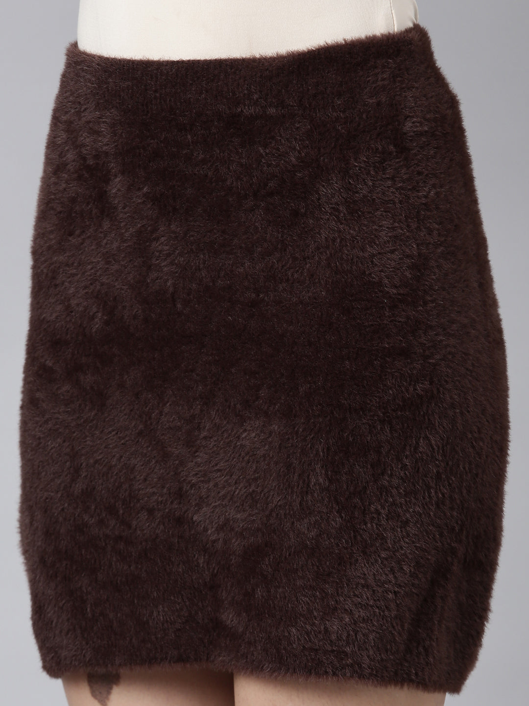 Women's Brown Textured Pencil Mini Skirt
