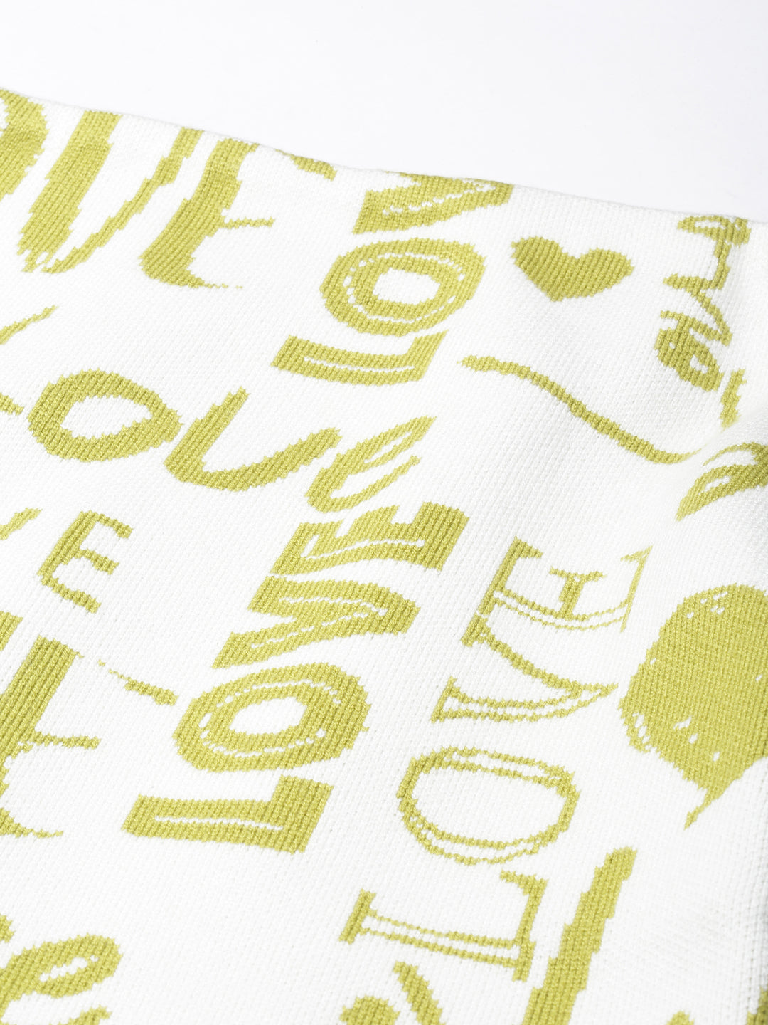 Women's Green Typography Printed Pencil Mini Skirt