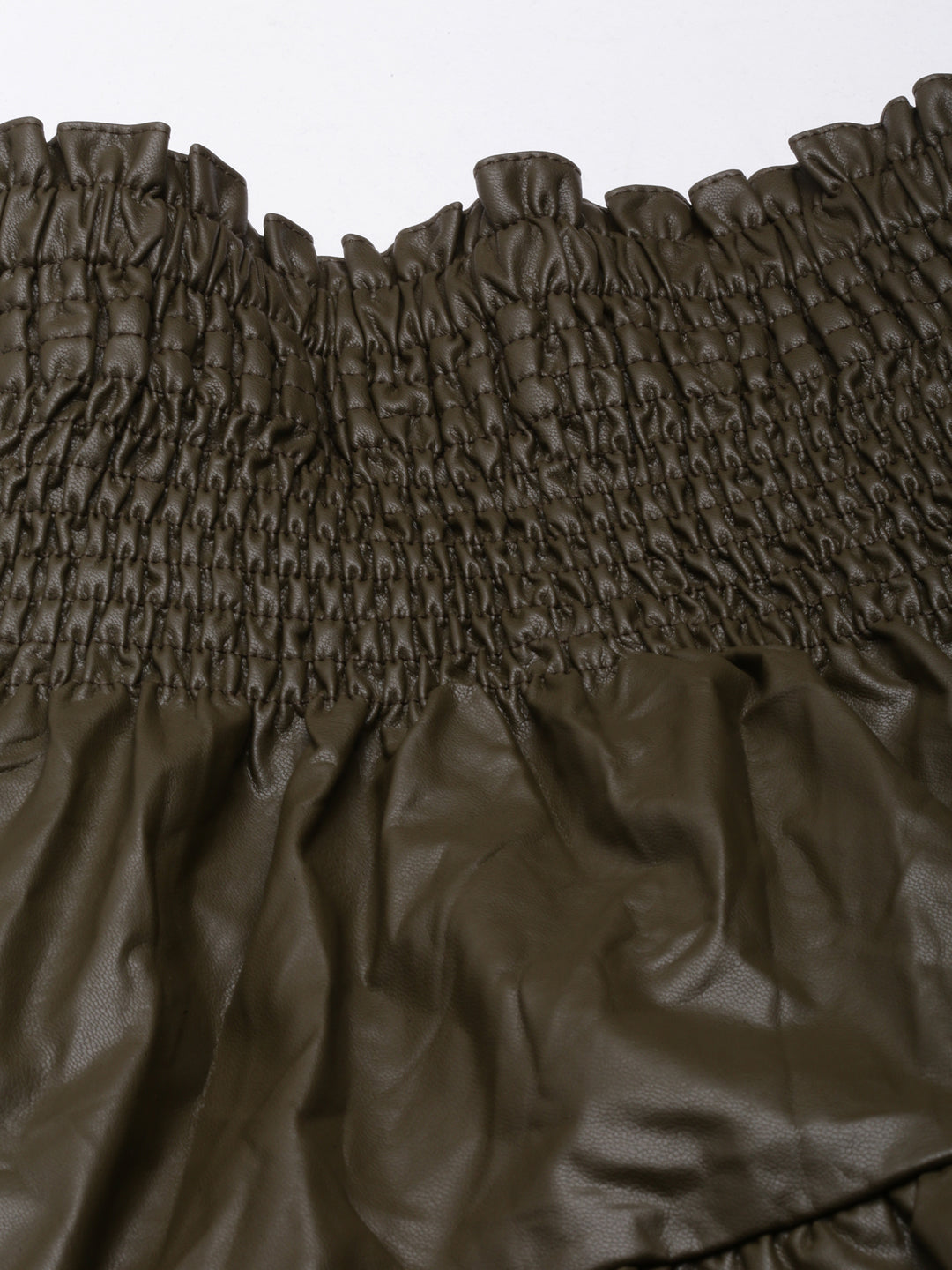 Women's Olive Tiered Monochrome Midi Skirts