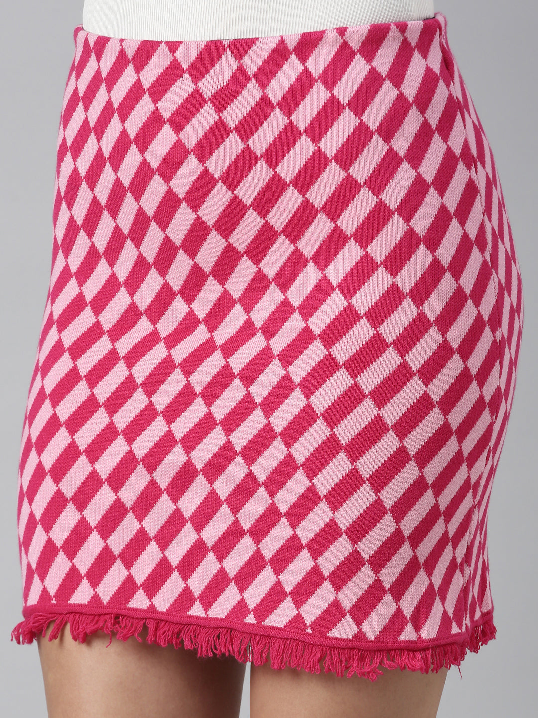Women's Pink Printed Pencil Mini Skirts