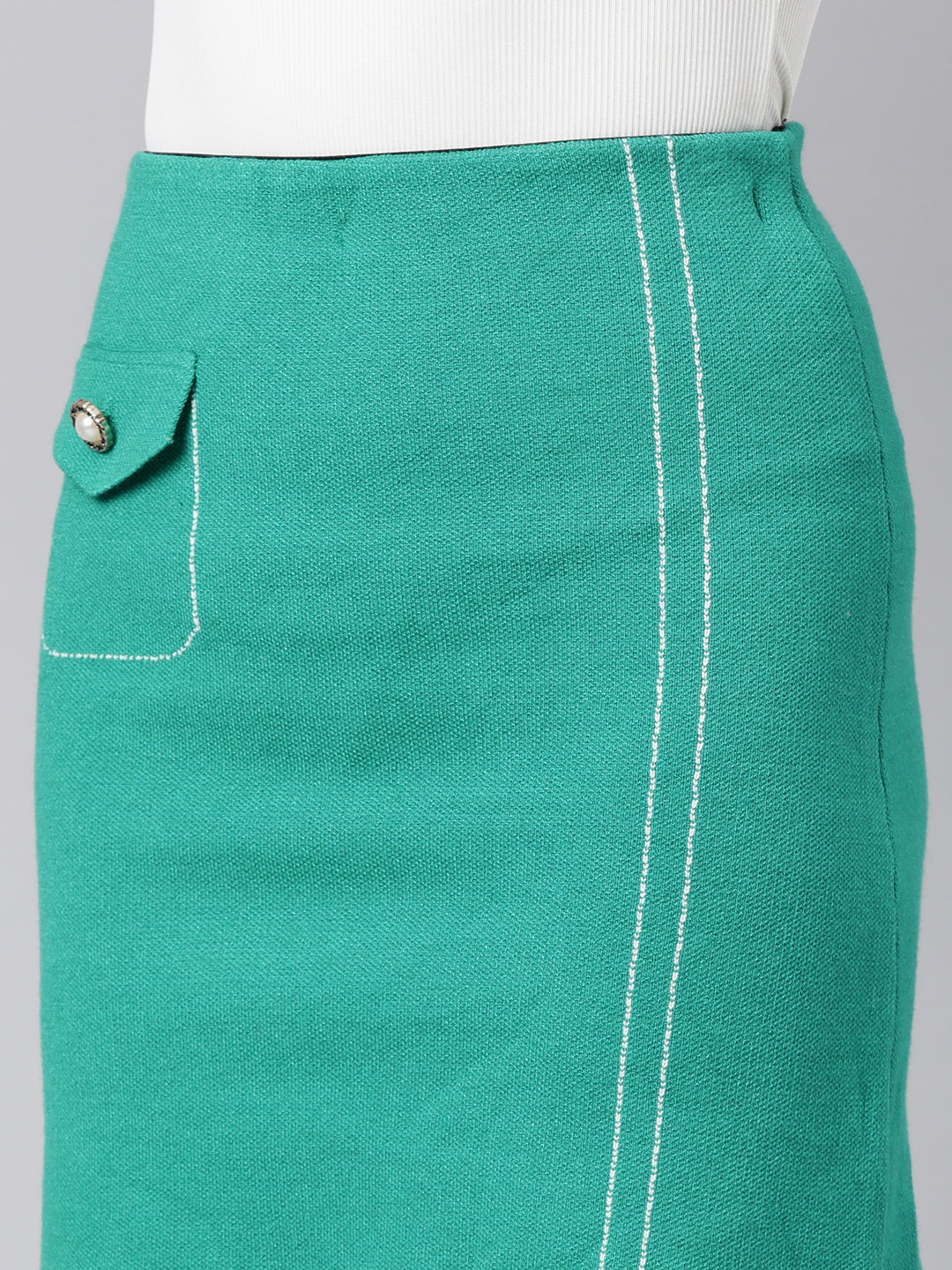 Women's Green Mini Pocket Pencil Skirts