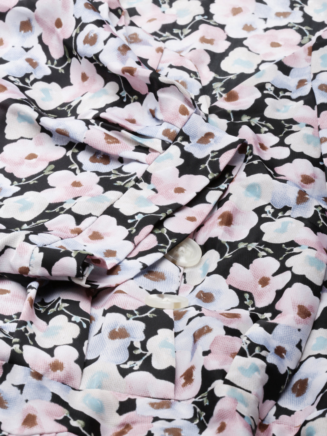 Women's Multi Floral Printed Puff Sleeve Fit & Flare Midi Dress