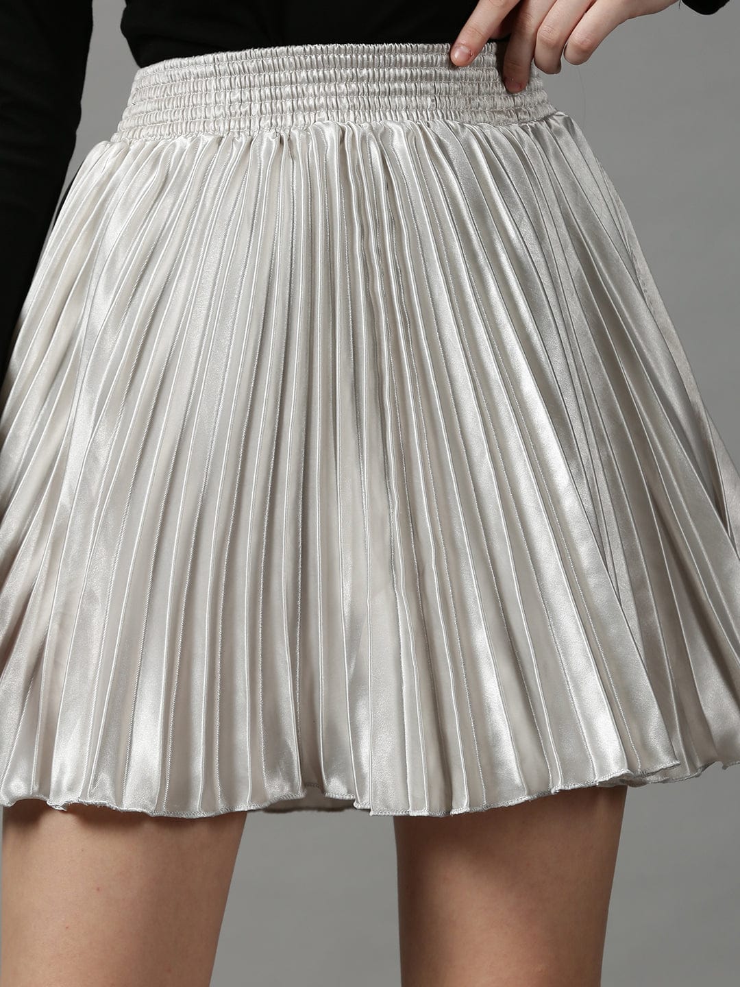 Women's Silver Mini Flared Skirt