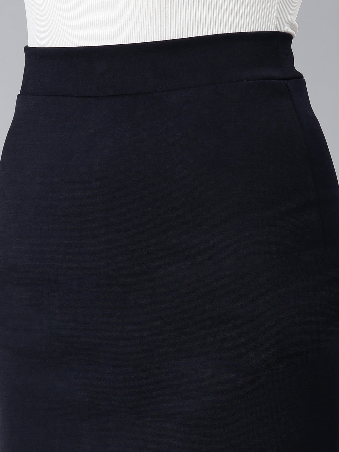 Women's Navy Blue Above Knee-Length Pencil Skirt