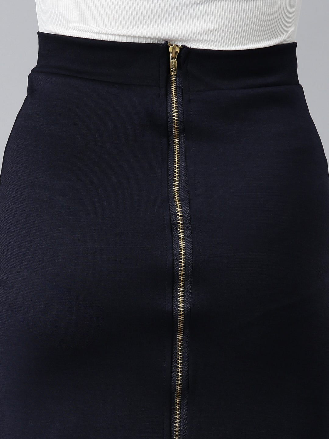 Women's Navy Blue Above Knee-Length Pencil Skirt