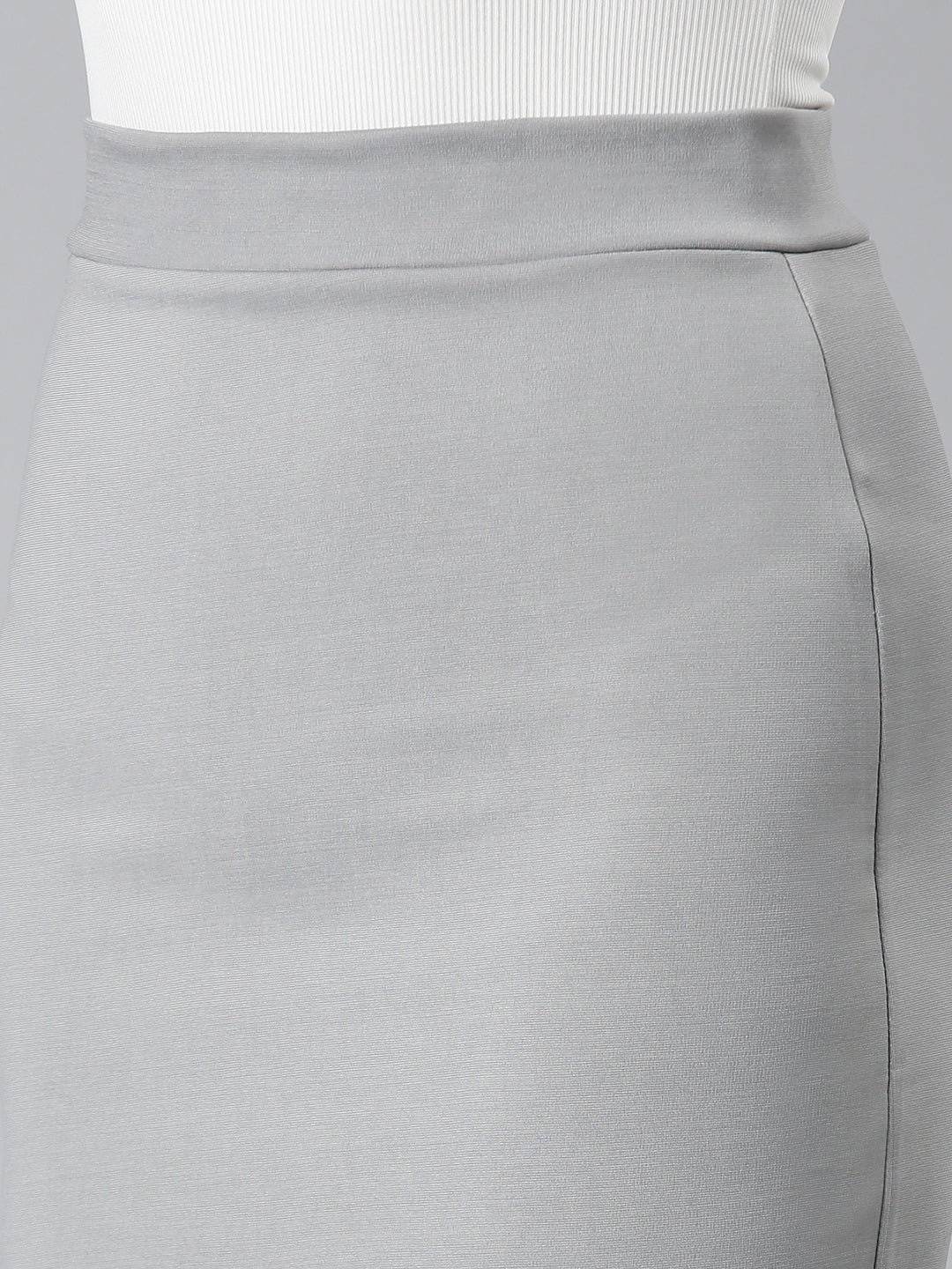 Women's Grey Above Knee Length Pencil Skirt