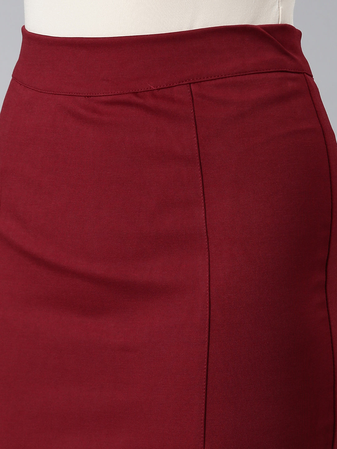 Women's Maroon Pencil Above Knee Skirt