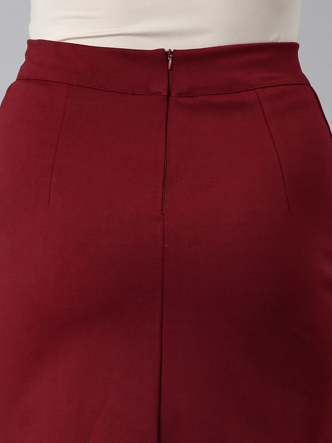 Women's Maroon Pencil Above Knee Skirt