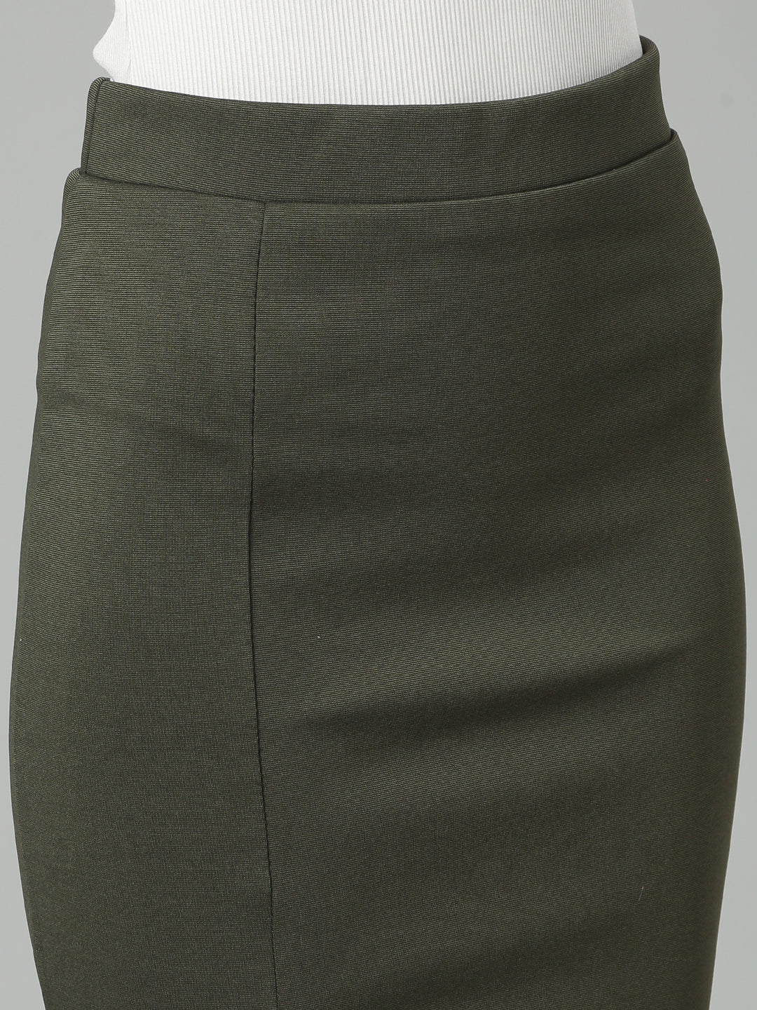Women's Olive Front Slit Pencil Mini Skirt