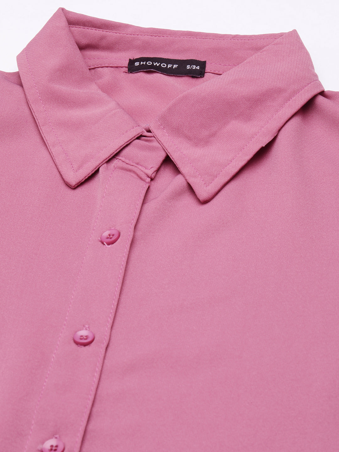 Women's Mauve Belted Georgette Shirt Style Midi Dress