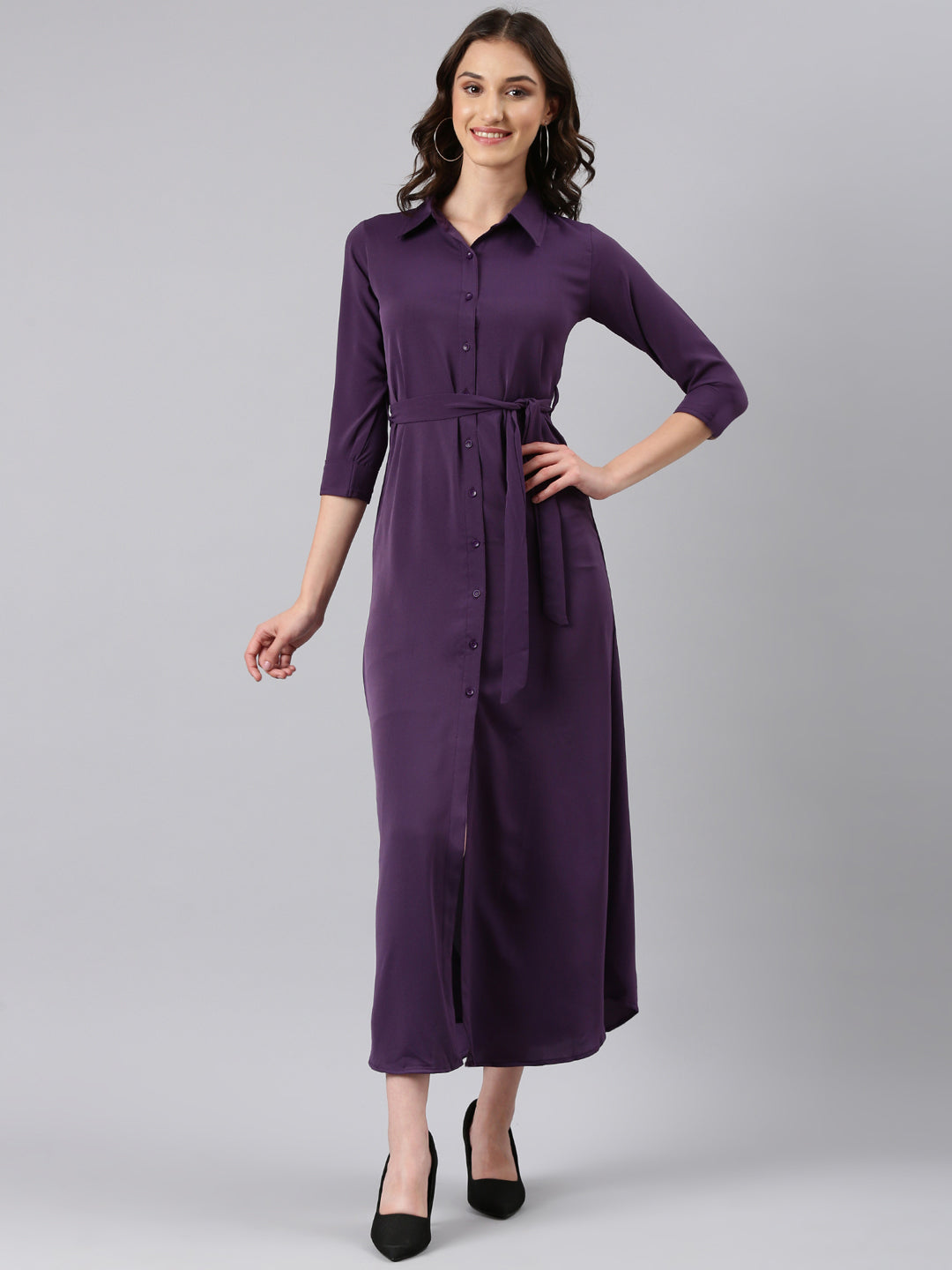 Women's Violet Shirt Maxi Dress