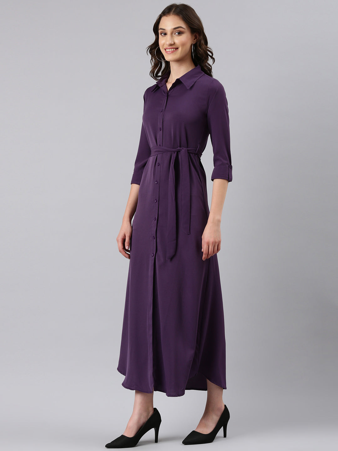 Women's Violet Shirt Maxi Dress