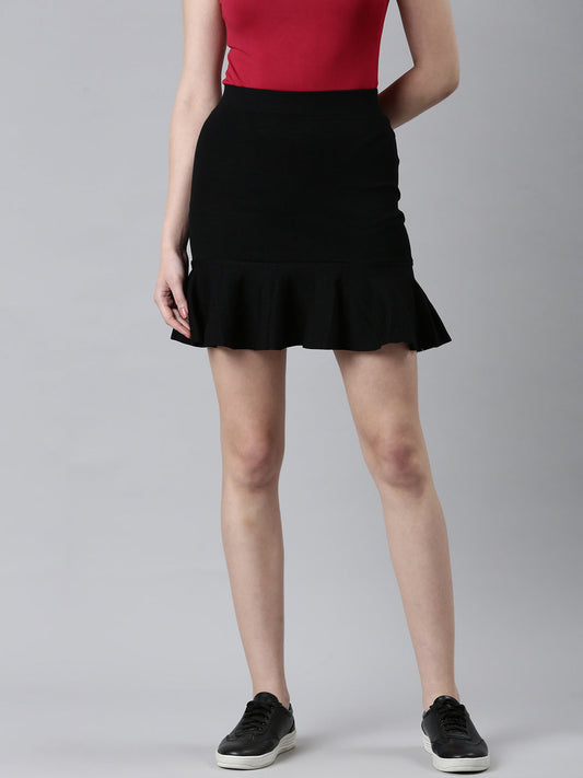 Women's Black Mini A-Line Skirt