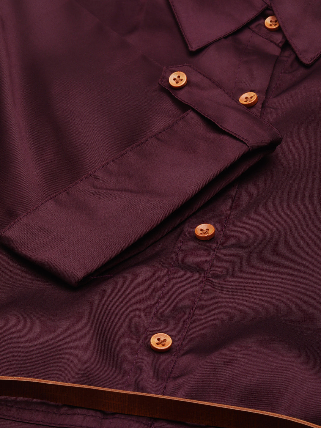 Women's Purple Cotton Roll-Up Sleeves Shirt Midi Dress With Belt