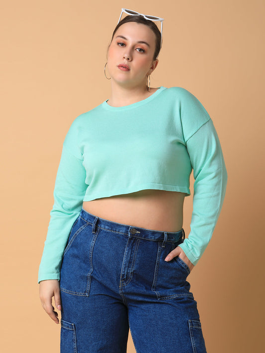 Women's Sea Green Crop Top