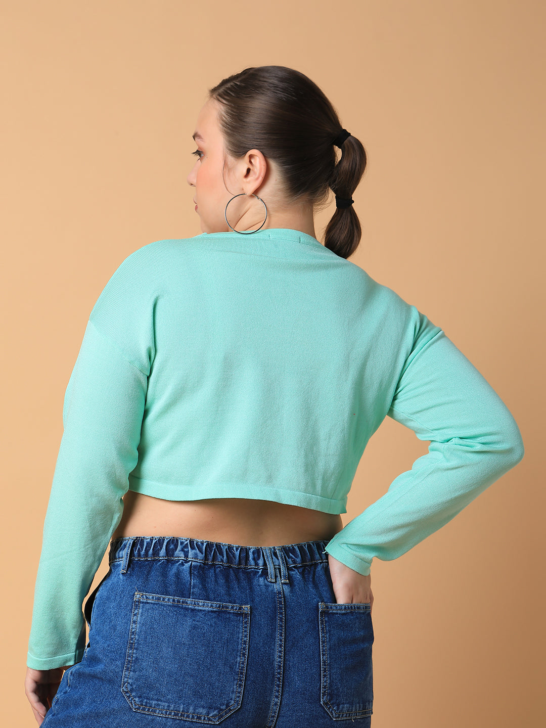 Women's Sea Green Crop Top