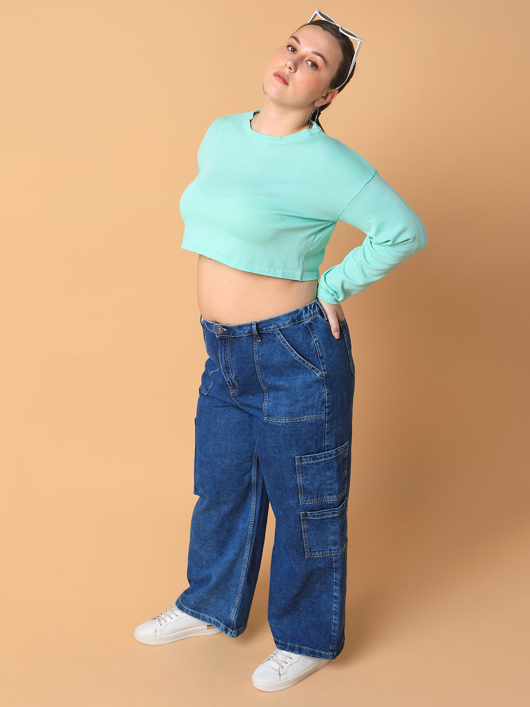 Women's Sea Green Crop Top