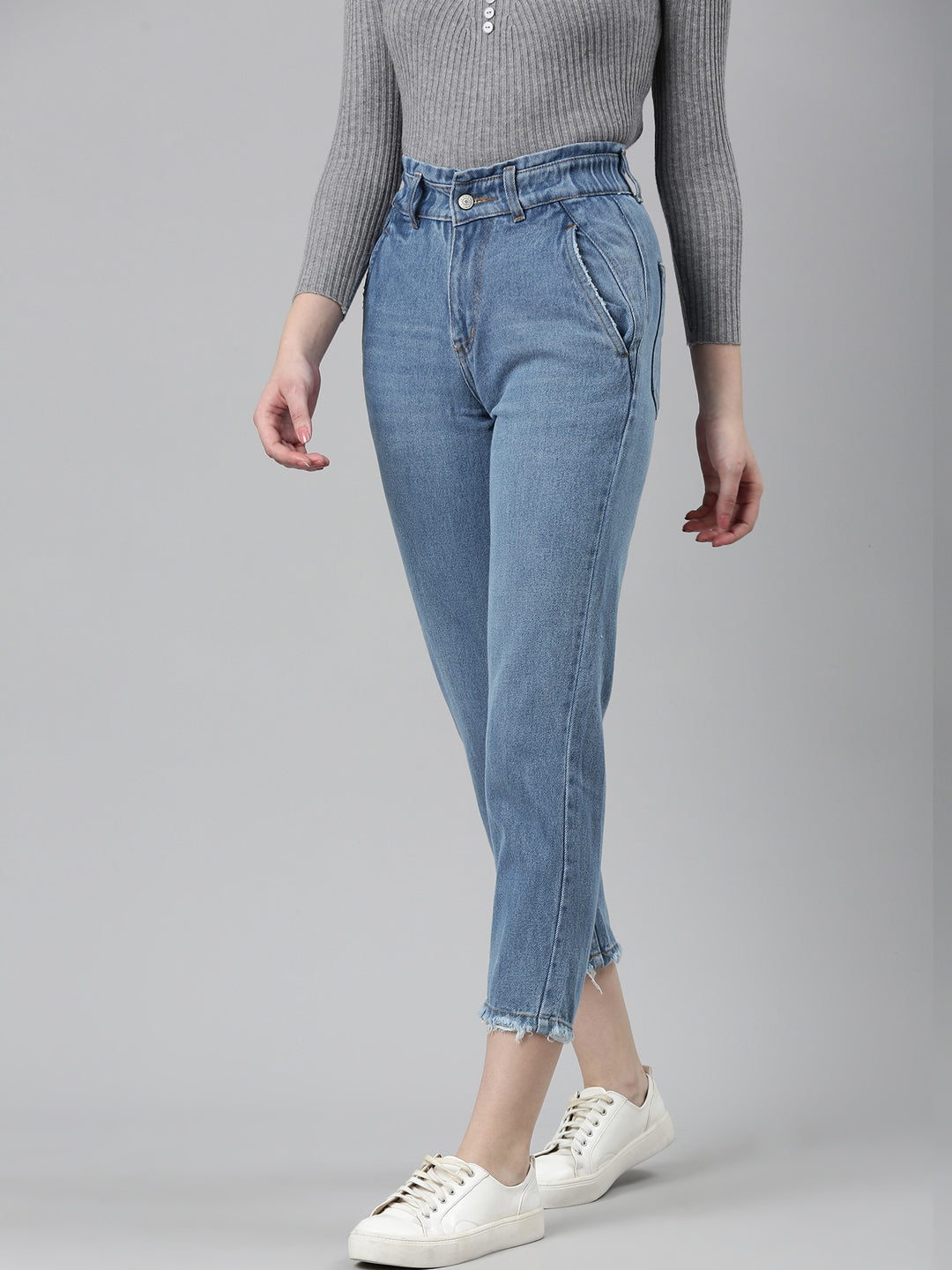 Women's Blue High-Rise Light Fade Light Shade Denim Jeans