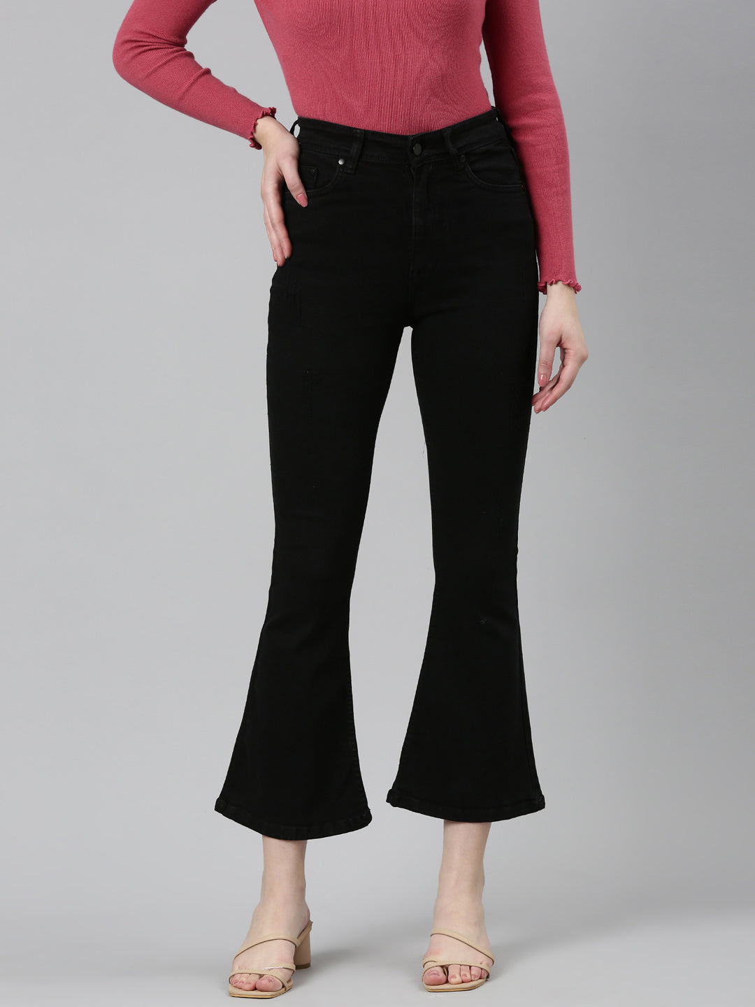 Women's Black Bootcut Mid Rise Bootcut Denim Jeans