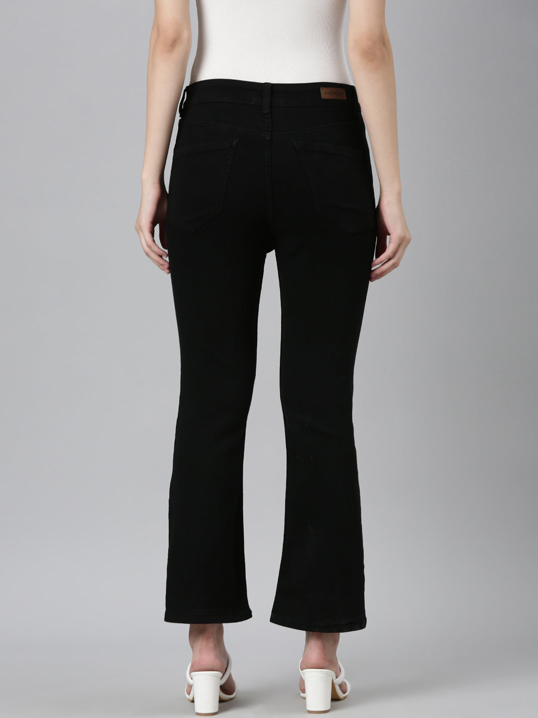 Women's Black Wide Leg Fit Acid Wash High-Rise Denim Jeans