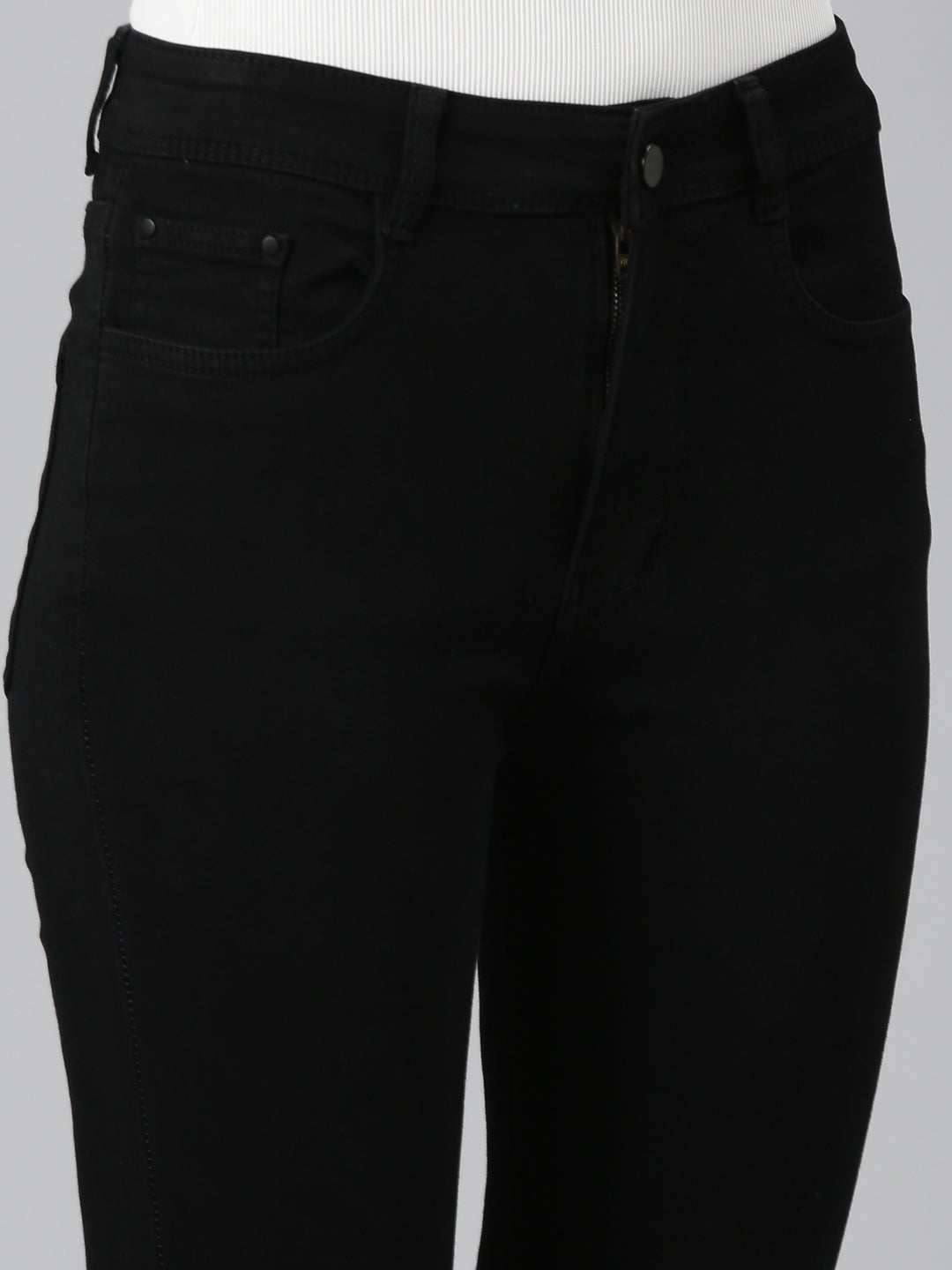 Women's Black Wide Leg Fit Acid Wash High-Rise Denim Jeans