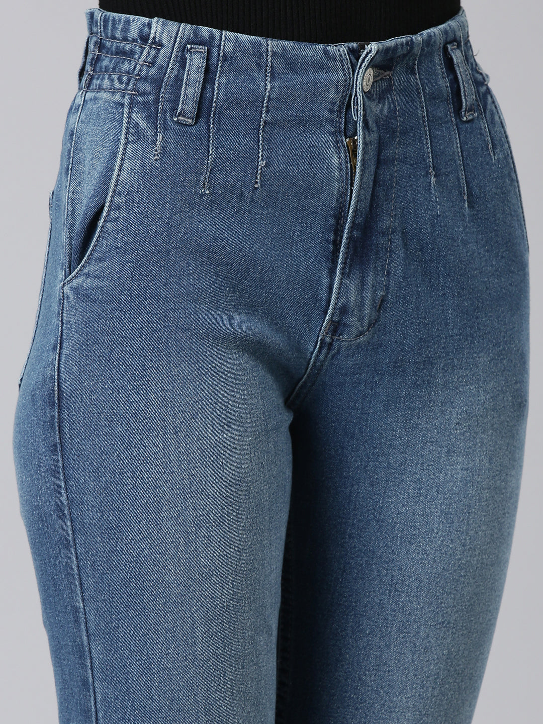 Women's Blue High-Rise Mom Fit Denim Jeans