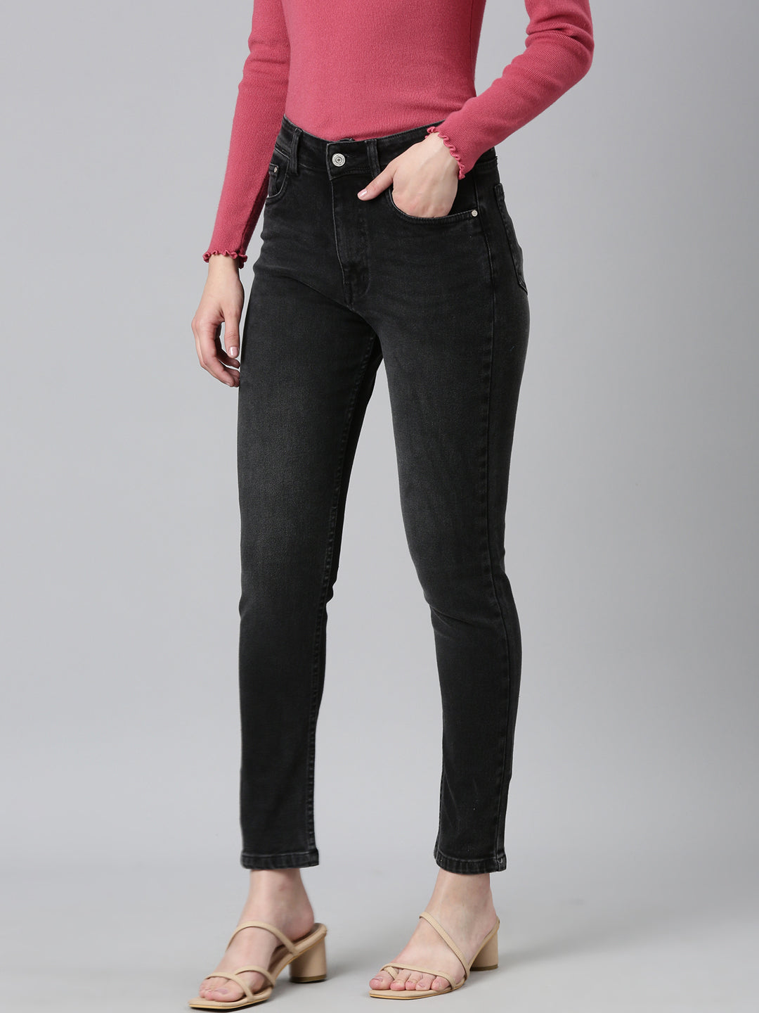 Women's Black Light Fade High-Rise Denim Jeans