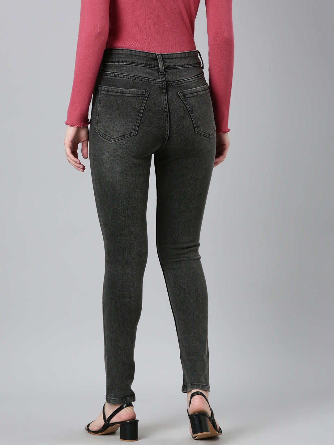 Women's Grey Mid Rise Skinny Fit Denim Jeans
